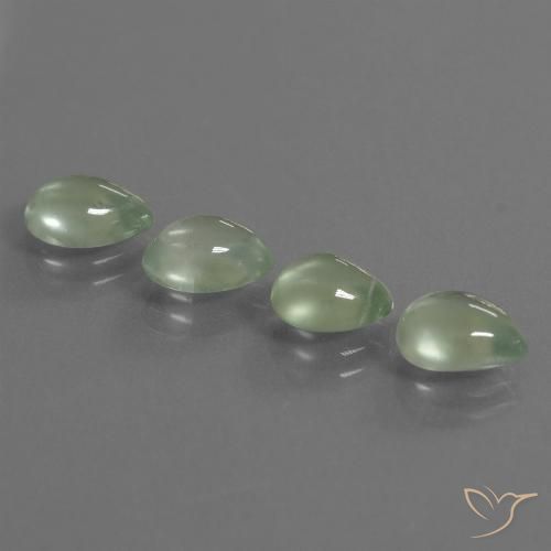 Light Pear Green Prehnite Gem - 1.4ct Pear Cabochon (ID: 449685)