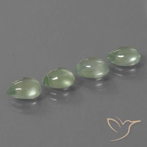 5.59 ctw Green Prehnite Stones, Natural Prehnite in Pear Cabochon Shape for Sale