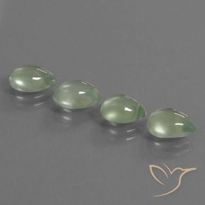Prehnite Gemstones in 8.2 x 6.6 mm Size for Sale, Prehnite Stones in Light Pear Green Color