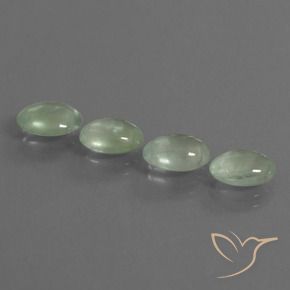 Prehnite Gemstones in 8.6 x 6.7 mm Size for Sale, Prehnite Stones in Pale Pear Green Color