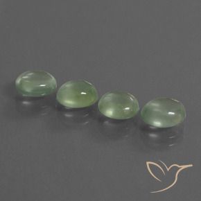 Prehnite Gemstones in 7.5 x 6.4 mm Size for Sale, Prehnite Stones in Light Pear Green Color