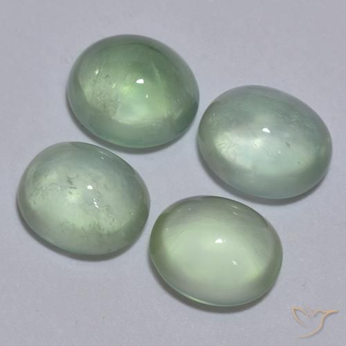 5.50 ctw Green Prehnite Stones, Natural Prehnite in Oval Cabochon Shape for Sale