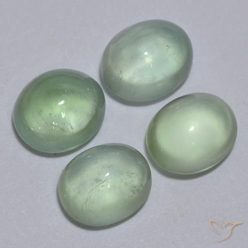 Prehnite Gemstones in 7.4 x 6.2 mm Size for Sale, Prehnite Stones in Light Green Color