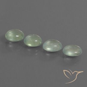 Prehnite Gemstones in 8.1 x 7 mm Size for Sale, Prehnite Stones in Light Yellow Green Color