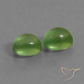 2.52 ctw Green Prehnite Stones, Natural Prehnite in Oval Cabochon Shape for Sale