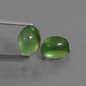 Темно-зеленый Пренит Камень - 1.1ct Овал Кабошон (ID: 449988)