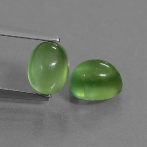 Deep Green Prehnite Gem - 1.3ct Oval Cabochon (ID: 449990)