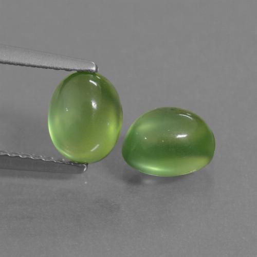 Lime Green Prehnite Gem - 1.2ct Oval Cabochon (ID: 449992)