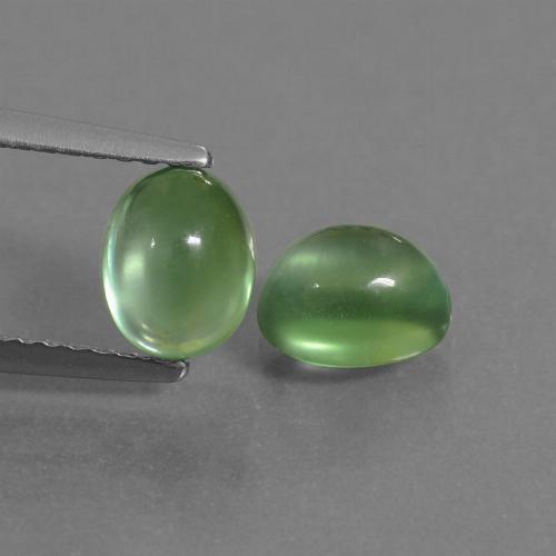 Pear Green Prehnite Gem - 1.1ct Oval Cabochon (ID: 449993)