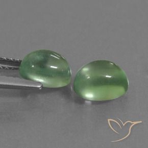 Prehnite Gemstones in 7.2 x 5.6 mm Size for Sale, Prehnite Stones in Medium Green Color