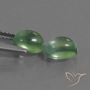 Prehnite Gemstones in 7 x 5.3 mm Size for Sale, Prehnite Stones in Earthy Green Color
