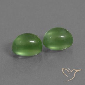 2.60 ctw Green Prehnite Stones, Natural Prehnite in Oval Cabochon Shape for Sale