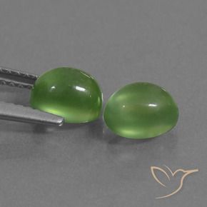 Prehnite Gemstones in 6.9 x 5.4 mm Size for Sale, Prehnite Stones in Warm Green Color