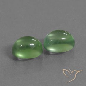 2.45 ctw Green Prehnite Stones, Natural Prehnite in Oval Cabochon Shape for Sale