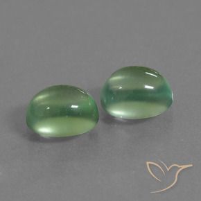 2.47 ctw Green Prehnite Stones, Natural Prehnite in Oval Cabochon Shape for Sale