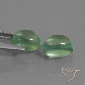 Prehnite Gemstones in 7 x 5.4 mm Size for Sale, Prehnite Stones in Earthy Green Color