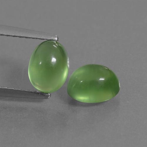 Pear Green Prehnite Gem - 1.2ct Oval Cabochon (ID: 450040)