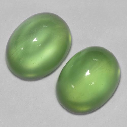 Yellowish Green Prehnite Gem - 1.3ct Oval Cabochon (ID: 450102)