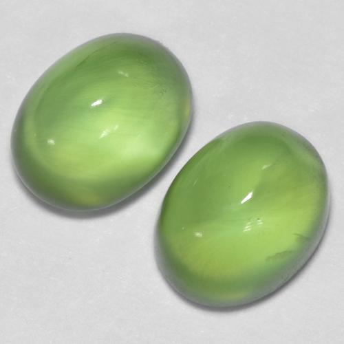limettengrün Prehnit Edelstein - 1.4ct Oval Cabochon (ID: 450103)
