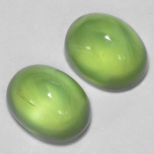 2.69 ctw Green Prehnite Stones, Natural Prehnite in Oval Cabochon Shape for Sale