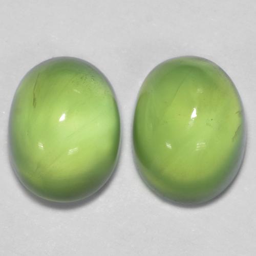Prehnite Gemstones in 7 x 5.4 mm Size for Sale, Prehnite Stones in Lime Green Color