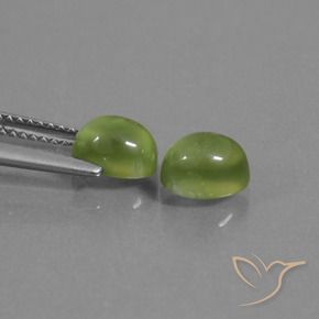 Prehnite Gemstones in 6.9 x 5.4 mm Size for Sale, Prehnite Stones in Light Green Color