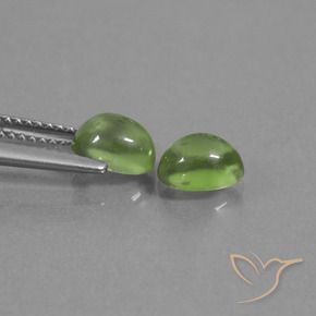 Prehnite Gemstones in 6.9 x 5.3 mm Size for Sale, Prehnite Stones in Warm Green Color