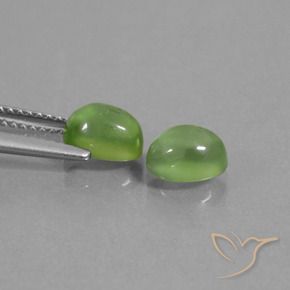 Prehnite Gemstones in 7.1 x 5.4 mm Size for Sale, Prehnite Stones in Yellow Green Color