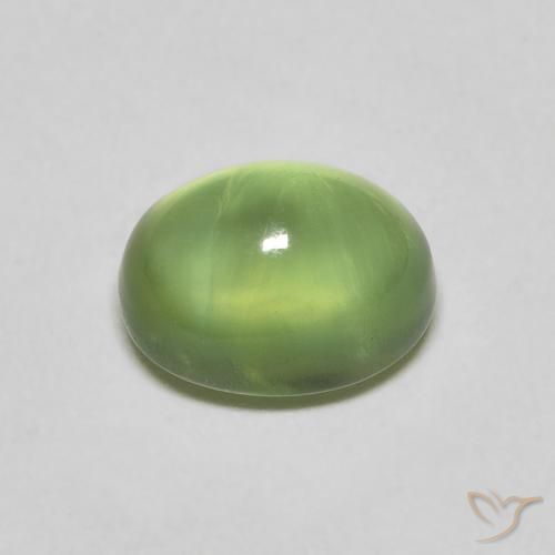 Prehnite Gemstone in 7.2 x 5.4 mm Size for Sale, Prehnite Stone in Warm Green Color