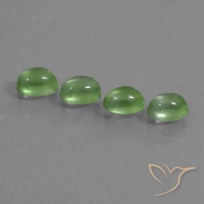 Prehnite Gemstones in 6.9 x 5.3 mm Size for Sale, Prehnite Stones in Medium Green Color