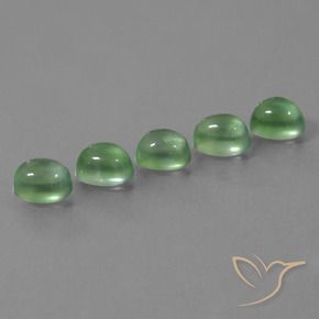 7.02 ctw Green Prehnite Stones, Natural Prehnite in Oval Cabochon Shape for Sale