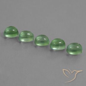 Prehnite Gemstones in 7.1 x 5.4 mm Size for Sale, Prehnite Stones in Warm Green Color