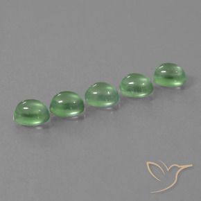 5.92 ctw Green Prehnite Stones, Natural Prehnite in Oval Cabochon Shape for Sale