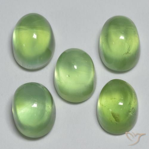 Prehnite Gemstones in 7 x 5.3 mm Size for Sale, Prehnite Stones in Lime Green Color