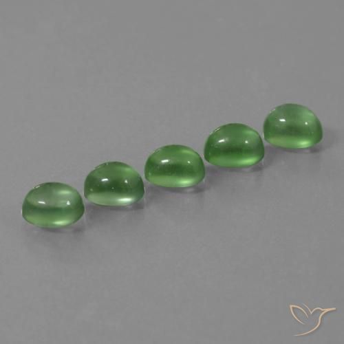 6.28 ctw Green Prehnite Stones, Natural Prehnite in Oval Cabochon Shape for Sale
