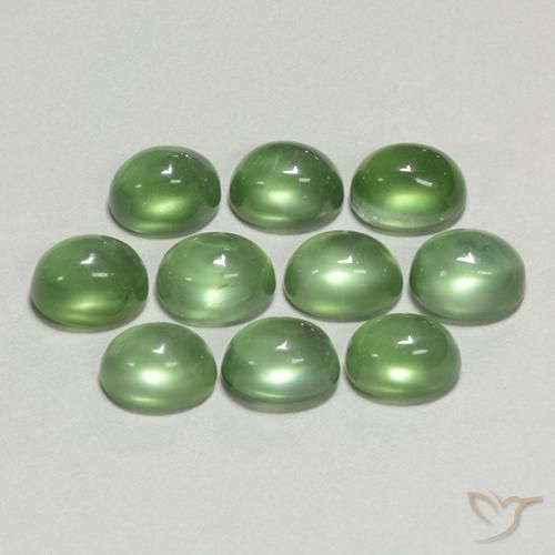 11.34 ctw Green Prehnite Stones, Natural Prehnite in Oval Cabochon Shape for Sale