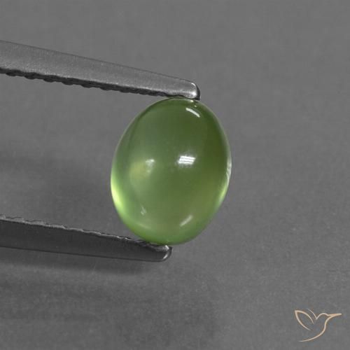 1.20 ct Green Prehnite Gemstone, Prehnite Gem in Oval Cabochon Shape for Sale.