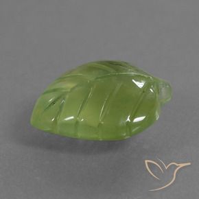 9.73 ct Green Prehnite Stone, Natural Prehnite in Carved Leaf Shape for Sale