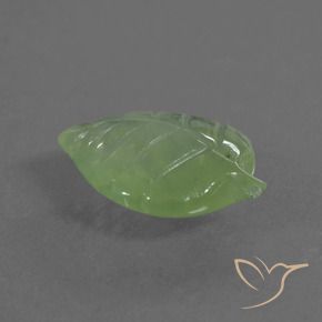 8.12 ct Green Prehnite Stone, Natural Prehnite in Carved Leaf Shape for Sale