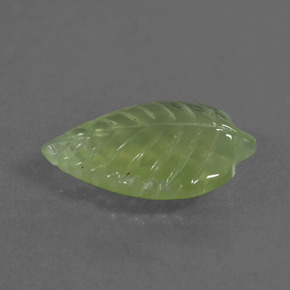 5.27 ct Green Prehnite Stone, Natural Prehnite in Carved Leaf Shape for Sale