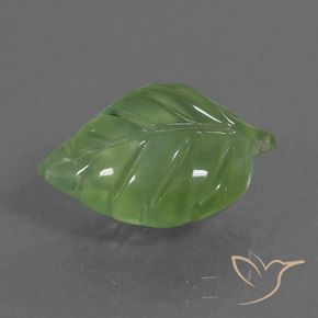 6.81 ct Green Prehnite Stone, Natural Prehnite in Carved Leaf Shape for Sale