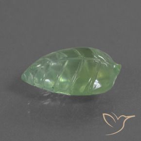 5.97 ct Green Prehnite Stone, Natural Prehnite in Carved Leaf Shape for Sale
