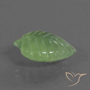 5.77 ct Green Prehnite Stone, Natural Prehnite in Carved Leaf Shape for Sale