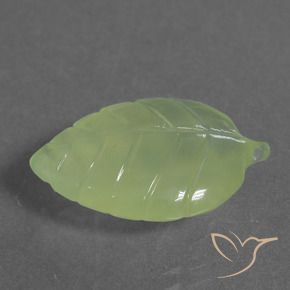 9.71 ct Green Prehnite Stone, Natural Prehnite in Carved Leaf Shape for Sale