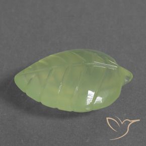 9.17 ct Green Prehnite Stone, Natural Prehnite in Carved Leaf Shape for Sale