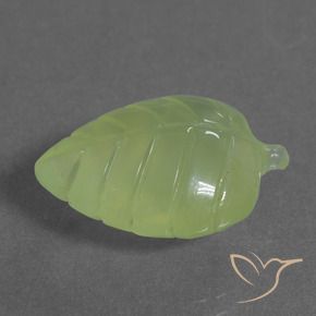 11.78 ct Green Prehnite Stone, Natural Prehnite in Carved Leaf Shape for Sale
