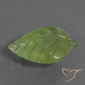 10.33 ct Green Prehnite Stone, Natural Prehnite in Carved Leaf Shape for Sale