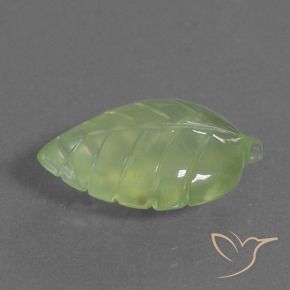 7.52 ct Green Prehnite Stone, Natural Prehnite in Carved Leaf Shape for Sale