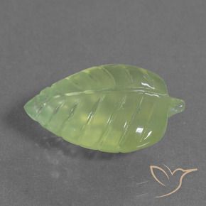 7.23 ct Green Prehnite Stone, Natural Prehnite in Carved Leaf Shape for Sale