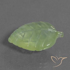 10.77 ct Green Prehnite Stone, Natural Prehnite in Carved Leaf Shape for Sale